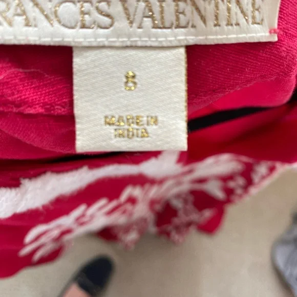 FRANCES VALENTINE Red & White Katy Peacock Caftan Maxi - Picture 6 of 6